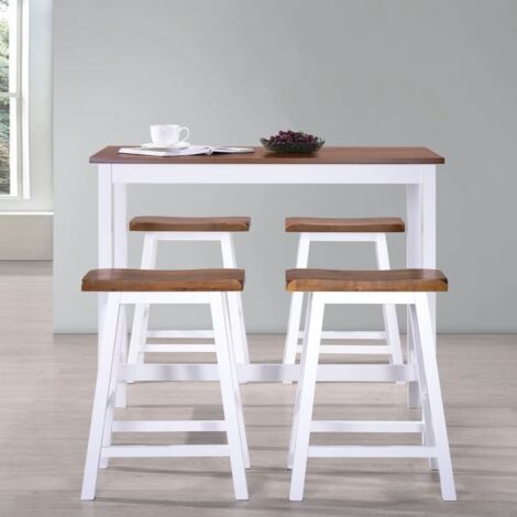 Bar Table and Stool Set 5 Pieces Solid Wood vidaXL