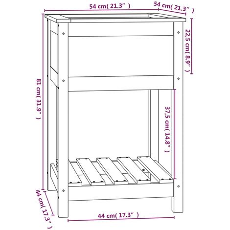 Planter with Shelf White 54x54x81 cm Solid Wood Pine vidaXL