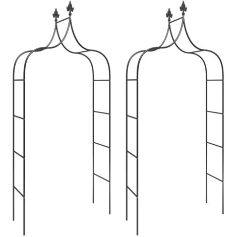 Garden Arches 2 pcs Black 120x38x260 cm Steel vidaXL