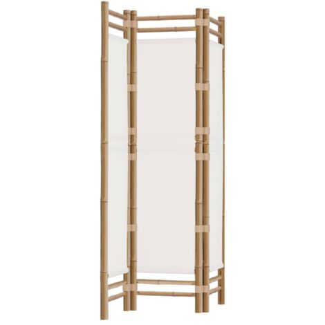 Folding 3-Panel Room Divider 120 cm Bamboo and Canvas vidaXL