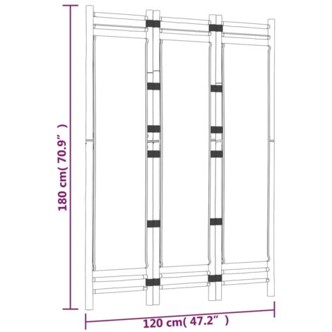 Folding 3-Panel Room Divider 120 cm Bamboo and Canvas vidaXL