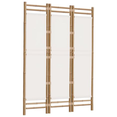 Folding 3-Panel Room Divider 120 cm Bamboo and Canvas vidaXL