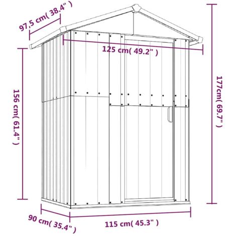 Garden Shed Anthracite 126x97.5x177 cm Galvanised Steel vidaXL