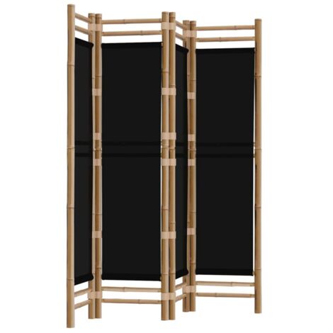 Folding 4-Panel Room Divider 160 cm Bamboo and Canvas vidaXL