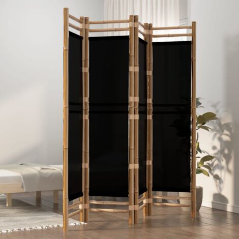 Folding 4-Panel Room Divider 160 cm Bamboo and Canvas vidaXL