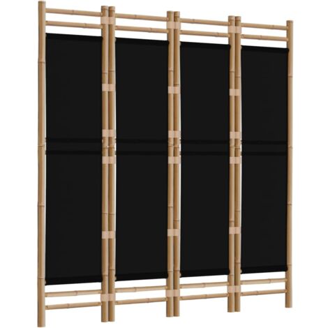 Folding 4-Panel Room Divider 160 cm Bamboo and Canvas vidaXL