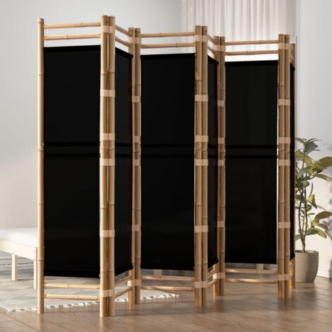 Folding 6-Panel Room Divider 240 cm Bamboo and Canvas vidaXL