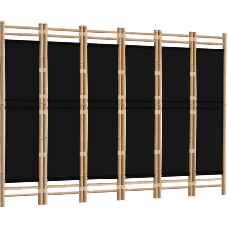 Folding 6-Panel Room Divider 240 cm Bamboo and Canvas vidaXL