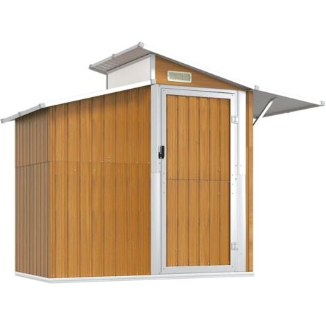 Garden Shed Brown 270x130x208.5 cm Galvanised Steel vidaXL