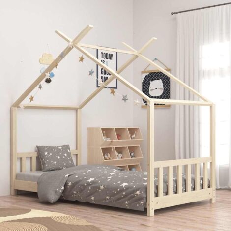 Kids Bed Frame Solid Pine Wood 70x140 cm vidaXL