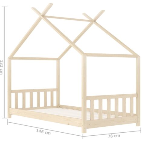 Kids Bed Frame Solid Pine Wood 70x140 cm vidaXL