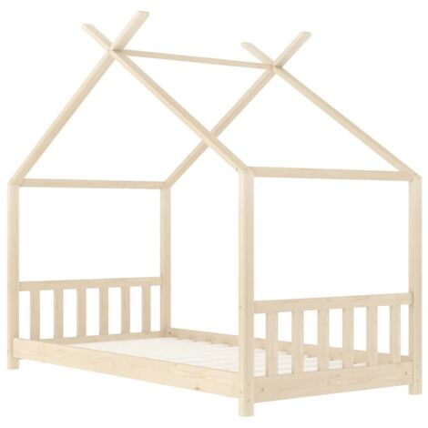 Kids Bed Frame Solid Pine Wood 70x140 cm vidaXL