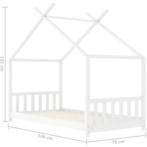 Kids Bed Frame White Solid Pine Wood 70x140 cm vidaXL