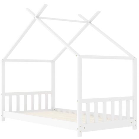 Kids Bed Frame White Solid Pine Wood 70x140 cm vidaXL