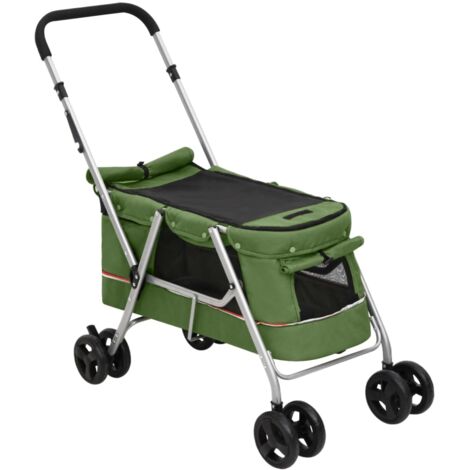 Folding Dog Stroller Green 100x49x96 cm Linen Fabric vidaXL