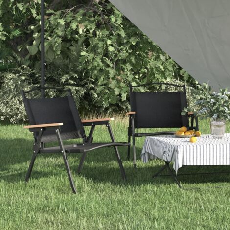 Camping Chair Set of 2 Black vidaXL (1/5)