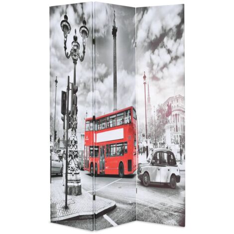 Folding Room Divider 120x170 cm London Bus Black and White vidaXL