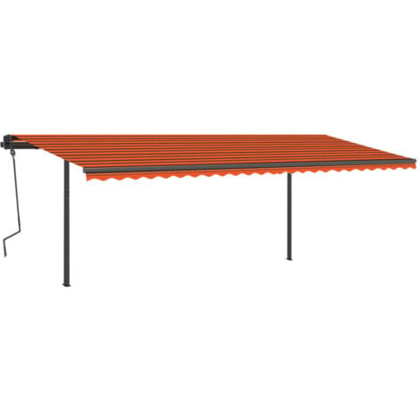Manual Retractable Awning with LED 6x3.5 m Orange and Brown vidaXL