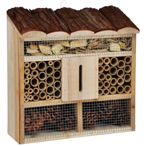 Insect Nesting House Wood Natural 30x9.5x30 cm HI