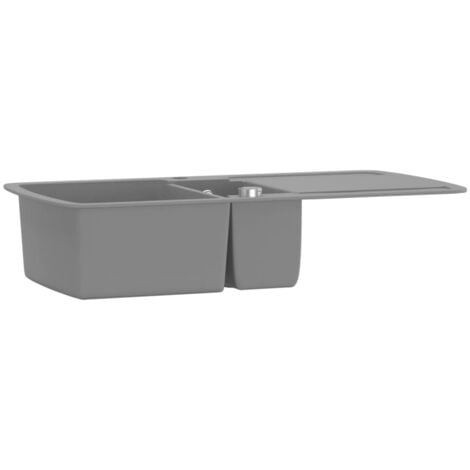 Granite Kitchen Sink Double Basin Grey vidaXL