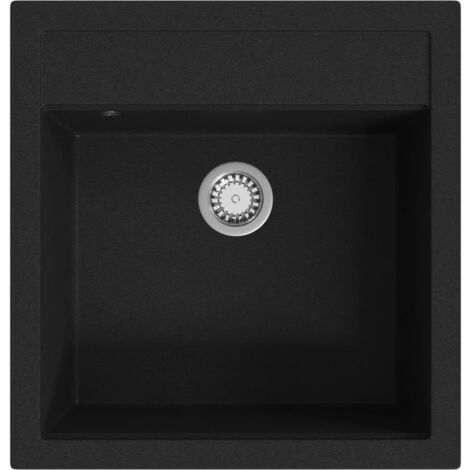 vidaXL Granite Kitchen Sink Single Basin Black - Black