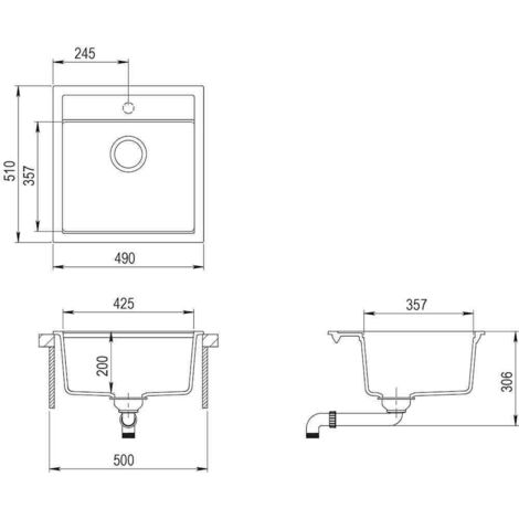 Granite Kitchen Sink Single Basin Black vidaXL