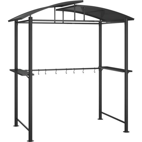 BBQ Gazebo with Side Shelves Anthracite 210x114x230 cm Steel vidaXL