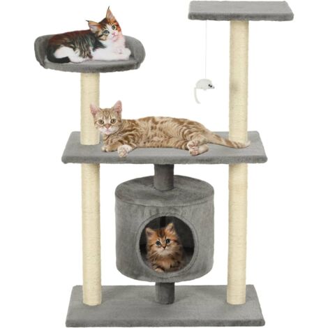Cat Tree with Sisal Scratching Posts 95 cm Grey vidaXL
