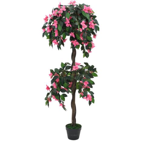 Artificial Rhododendron Plant with Pot 155 cm Green and Pink vidaXL