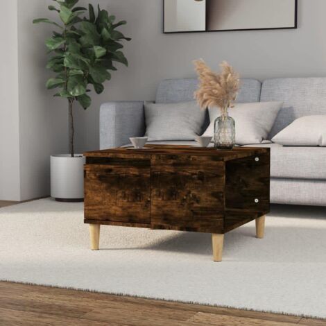Coffee Table Smoked Oak 55x55x36.5 cm Engineered Wood vidaXL