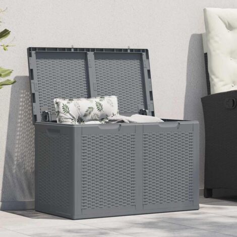 Garden Storage Box Grey PP Rattan 180 L vidaXL