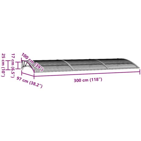 Door Canopy Black 300x100 cm Polycarbonate vidaXL