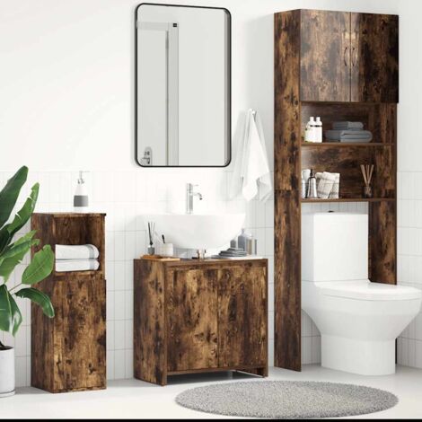 Bathroom Cabinet Smoked Oak 60x33x61 cm Engineered Wood vidaXL