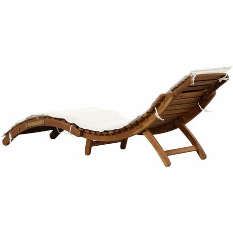 Sun Lounger with Cream Cushions Solid Wood Acacia vidaXL