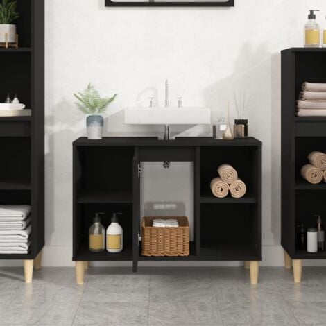 Sink Cabinet Black 80x33x60 cm Engineered Wood vidaXL
