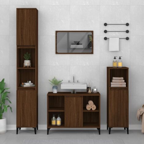 Sink Cabinet Brown Oak 80x33x60 cm Engineered Wood vidaXL