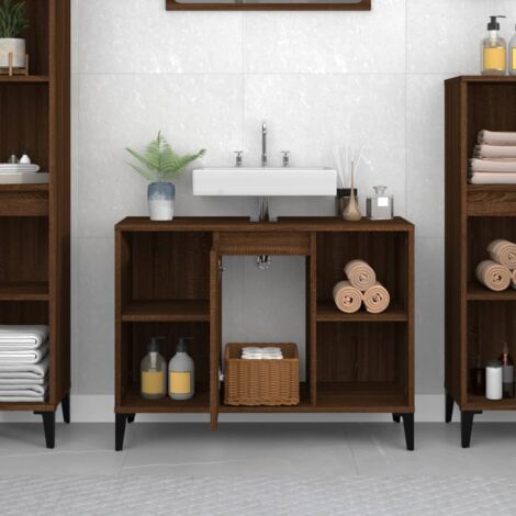 Sink Cabinet Brown Oak 80x33x60 cm Engineered Wood vidaXL