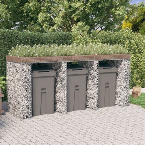 Gabion Wall for Garbage Bin 270x91x120 cm Galvanised Iron vidaXL