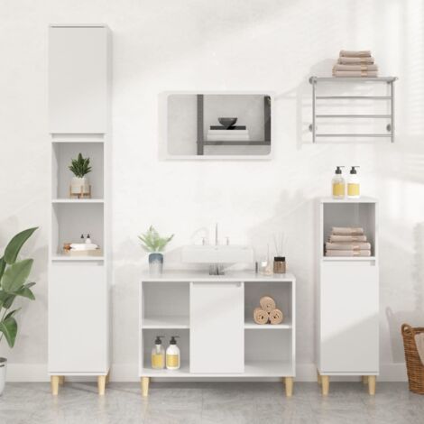Sink Cabinet High Gloss White 80x33x60 cm Engineered Wood vidaXL