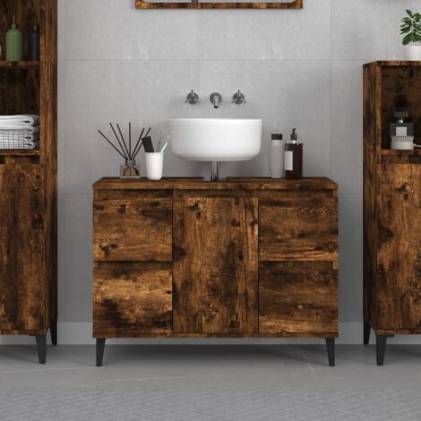 Sink Cabinet Smoked Oak 80x33x60 cm Engineered Wood vidaXL (1/5)