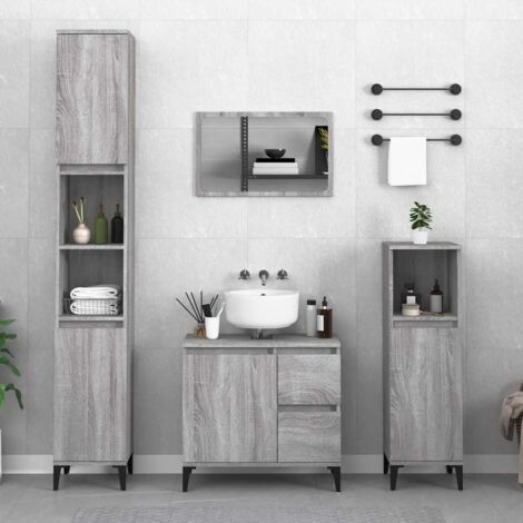 Bathroom Cabinet Grey Sonoma 65x33x60 cm Engineered Wood vidaXL