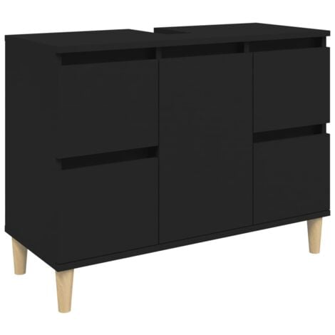 Sink Cabinet Black 80x33x60 cm Engineered Wood vidaXL