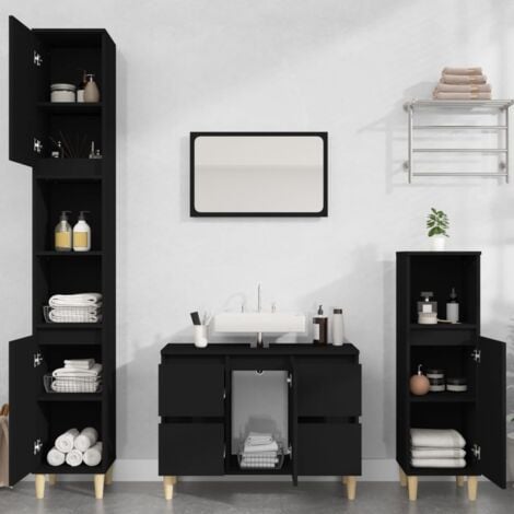 Sink Cabinet Black 80x33x60 cm Engineered Wood vidaXL