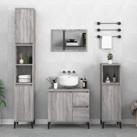 Bathroom Cabinet Grey Sonoma 30x30x190 cm Engineered Wood vidaXL