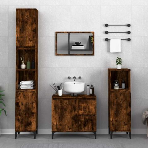 Bathroom Cabinet Smoked Oak 65x33x60 cm Engineered Wood vidaXL