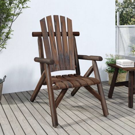 Garden Chair Burned wood look Solid Spruce Wood Standard Durable vidaXL