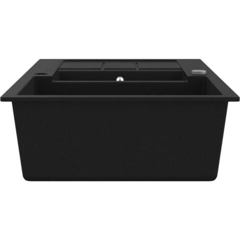 Granite Kitchen Sink Double Basin Black vidaXL