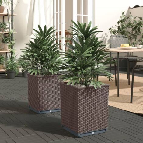 Planters 2 pcs Brown 30x30x37 cm Polypropylene vidaXL
