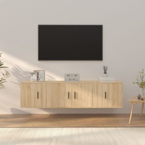 3 Piece TV Cabinet Set Sonoma Oak Engineered Wood vidaXL (1/5)