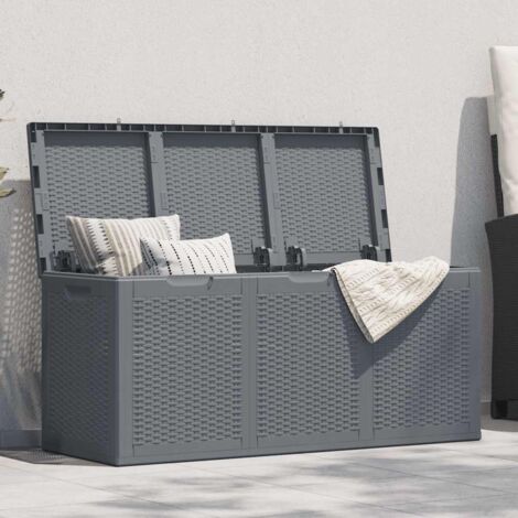Garden Storage Box Grey PP Rattan 270 L vidaXL